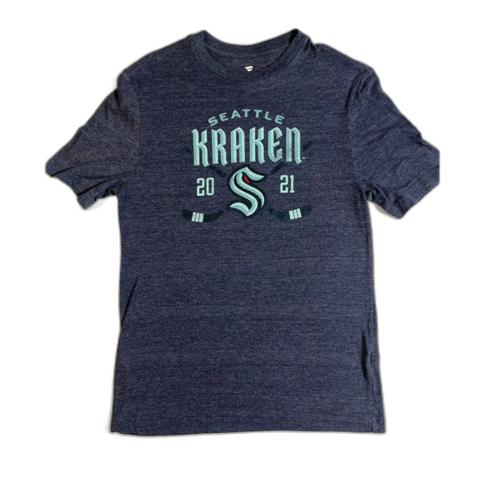 Seattle Kraken NHL Mens Small TShirt 2021 NWOT Heather Blue Hockey